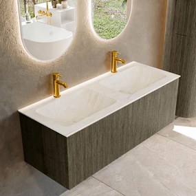 Mondiaz Kurve-dlux 120cm badmeubel shadow met 1 lade en wastafel leaf dubbel 2 kraangaten opalo