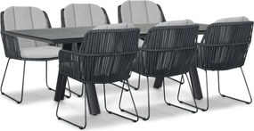 Tuinset 6 personen 230 cm Rope Grijs Domani Furniture Trivento/Monza