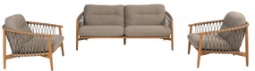 Nora stoel bank loungeset 3 delig teak rope 4 Seasons Outdoor