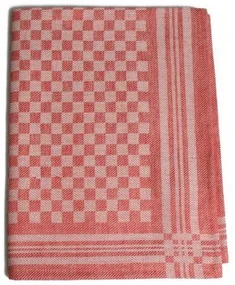 Thee-/glazendoek, linnen/katoen, rood ruitje