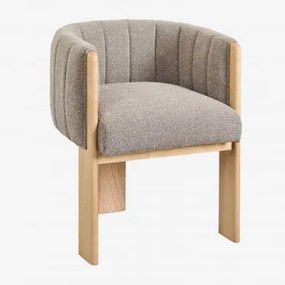 Set Van 2 Eetkamerstoelen In Essenhout En Leo Bouclé Stof Bouclé Gris Arena - Sklum