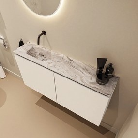 Mondiaz Ture DLux toiletmeubel 100cm talc met wastafel glace links zonder kraangat