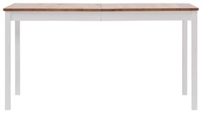 vidaXL Eettafel 140x70x73 cm grenenhout wit en bruin