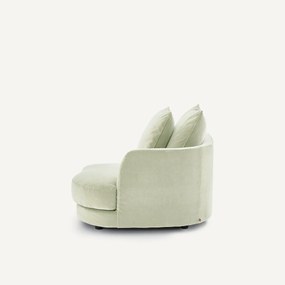 Halve bank rechts, afgerond, modulair, van stonewashed fluweel, TIBERIO