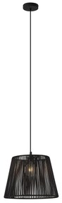 Buiten hanglamp zwart met zwarte kap van touw IP44 - CavaJapandi Minimalistisch E27 IP44 Buitenverlichting rond