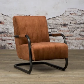 Tower Living Fauteuil Buisframe Bruin Fluweel Riva