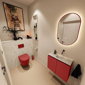 MONDIAZ TURE-DLUX 60cm toiletmeubel Fire. EDEN wastafel Ostra positie rechts. Zonder kraangat. TUREDX60FIRR0OST