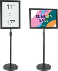 VEVOR Informatiestandaard 420 x 297 mm Verticaal en horizontaal verstelbare posterstandaard, robuuste staande bordhouder met ronde voet voor displays, reclame en buitengebruik, zwart