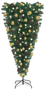 vidaXL Kunstkerstboom omgekeerd met LED's en kerstballen 150 cm