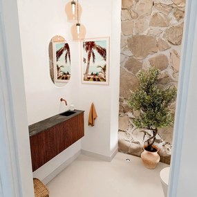 Mondiaz Joya DLux 110cm toiletmeubel ronding links ruby met wastafel faye rechts zonder kraangat lava