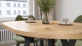 Mazzoni ALMO Artisan Eiken / zwarte poten - OVALE UITSCHUIFTAFEL 140-240 cm VOOR 10-12 PERSONEN