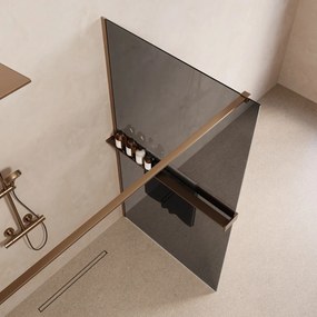 Saniclear Metric inloopdouche 90cm met handdoekhouder en rookglas verouderd messing