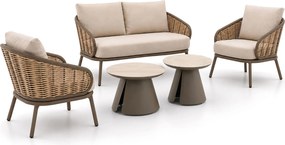 Stoel en Bank Loungeset 4 personen Aluminium Taupe  Apple Bee Pine