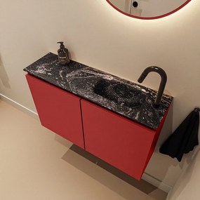 Mondiaz Ture DLux toiletmeubel 80cm fire met wastafel lava rechts met kraangat