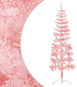 vidaXL Kunstkerstboom half met standaard smal 120 cm roze
