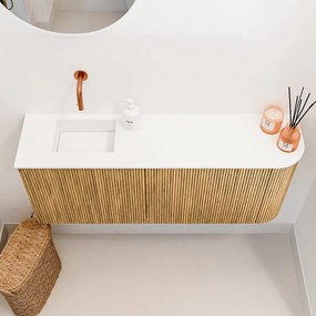 Mondiaz Joya 100cm toiletmeubel ronding rechts oak met wastafel faye links zonder kraangat talc
