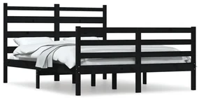 vidaXL Bedframe massief grenenhout zwart 160x200 cm