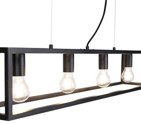 Eettafel / Eetkamer Industriële hanglamp zwart - Cage 4 Industriele / Industrie / Industrial E27 Binnenverlichting Lamp