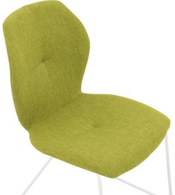 Goossens Excellent Eetkamerstoel Manzini groen stof leuning, modern design