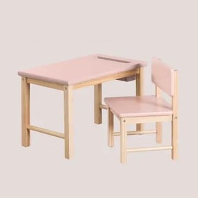Dakota Kids Tafel- En Stoelen Set In Hout Lichtroze - Sklum