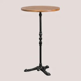 Ronde Hoge Barkruk Van Azteekse Acaciahout Zwart & Ø70 Cm - Sklum