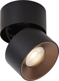 Moderne opbouwspot zwart met brons GU10 50mm kantelbaar - Echo