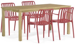 Tuinset 4 personen 160 cm Kunststof Rood Domani Furniture Vento/Weston
