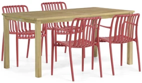 Tuinset 4 personen 160 cm Kunststof Rood Domani Furniture Vento/Weston