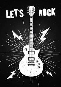 Ilustratie Vector Illustration Lets Rock Music Print, Hase-Hoch-2