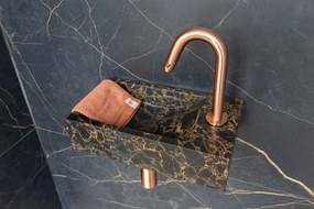 Saniclear Athens Portoro Gold fonteinset met gebogen kraan in geborsteld koper