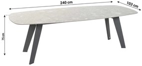 Dining Tuintafel rechthoekig 240 x 103 cm antraciet Aluminium/keramiek Grijs Montana