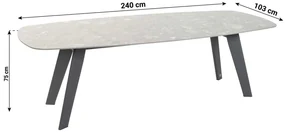 Dining Tuintafel rechthoekig 240 x 103 cm antraciet Aluminium/keramiek Grijs Montana