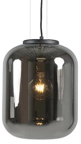 Set van 2 Design hanglampen zwart met smoke glas - Bliss Modern, Retro E27 rond Binnenverlichting Lamp