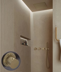 Saniclear Plus Curved inbouw regendouche met inbouw douchekop 30x30cm en staafhanddouche geborsteld messing - mat goud