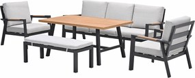 Garden Impressions Lissabon lounge dining set 5-delig stoel-bank - valley sand