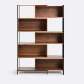 Modulaire en uitrekbare boekenkast, notenhoutfineer, Volga