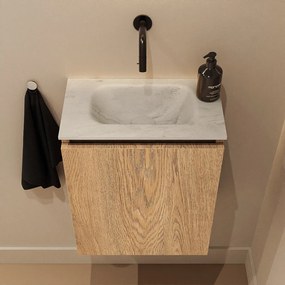 Mondiaz Ture DLux toiletmeubel 40cm washed oak met wastafel opalo midden zonder kraangat