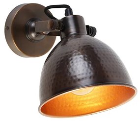 Industriële wandlamp brons met koper verstelbaar - Liko