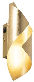 LED Retro wandlamp bladgoud incl. schakelaar - Belle Art Deco cilinder / rond Binnenverlichting Lamp