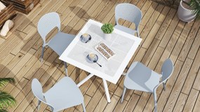 FLAVIO 80x80 Wit - MODERNE VIERKANTEN TUINTAFEL (voor keuken, café, tuin)