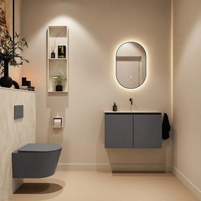 Mondiaz Ture DLux toiletmeubel 80cm dark grey met wastafel ostra midden zonder kraangat