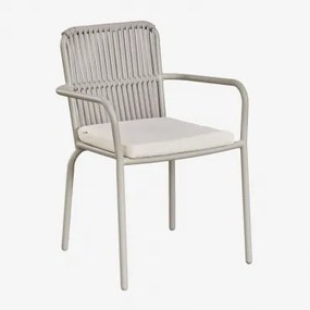 Stapelbare Set Van 4 Aluminium Tuinstoelen Met Armleuningen Alberta Rookgroen - Sklum