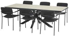 4 Seasons Outdoor Bora tuinset antraciet met Minerva tafel HPL blad woodlook Tuinset antraciet weerbestendig
