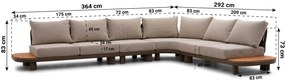 Hoek loungeset 6 personen Aluminium/Rope /Teak Taupe  Santika Furniture Santika