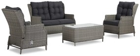 Stoel en Bank Loungeset 4 personen Wicker Grijs  Garden Collections New Castle