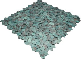 Zelfklevende Mozaïektegels Metaal | Pentagon 3D Patina Koper | 28,2×28,2 cm | Keuken, Bad &amp; WC