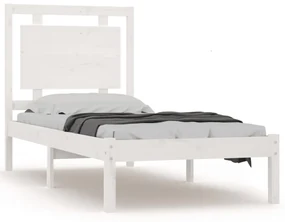 vidaXL Bedframe massief hout wit 75x190 cm 2FT6 Small Single