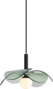 Design hanglamp zwart met groen glas - Kemner