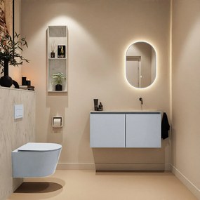 Mondiaz Ture DLux toiletmeubel 100cm clay met wastafel opalo rechts zonder kraangat