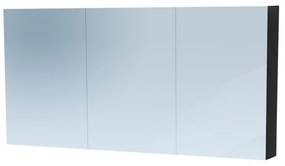 BRAUER Dual Spiegelkast - 140x70x15cm - verlichting - geintegreerd - 3 links- rechtsdraaiende spiegeldeur - MFC - black wood 7785